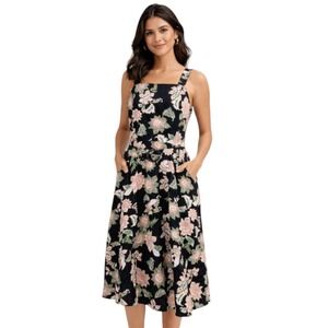 Who What Wear Black Floral Midi Dress